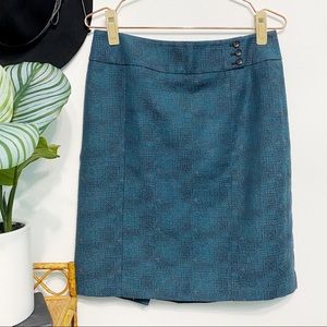 ann taylor | teal textured tweed pencil skirt 8
